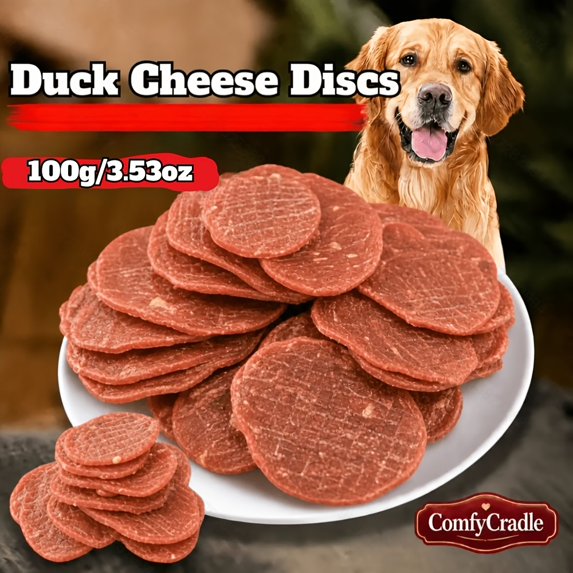 Tender Touch Duck & Cheese Round Chips, 100g - Natural High Protein Chew Treats for Dogs, No Artificial Additives, Nutritious Training & Daily Snacks
