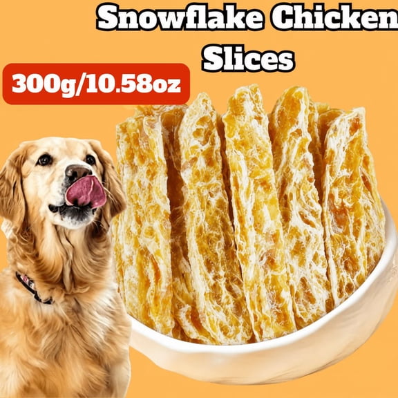 Tender Touch Snowflake Chicken Slices 300g, Natural Soft Dried Dog Chew Treats, High Protein Nutritious Training Snacks, No Artificial Additives for All Dog Breeds