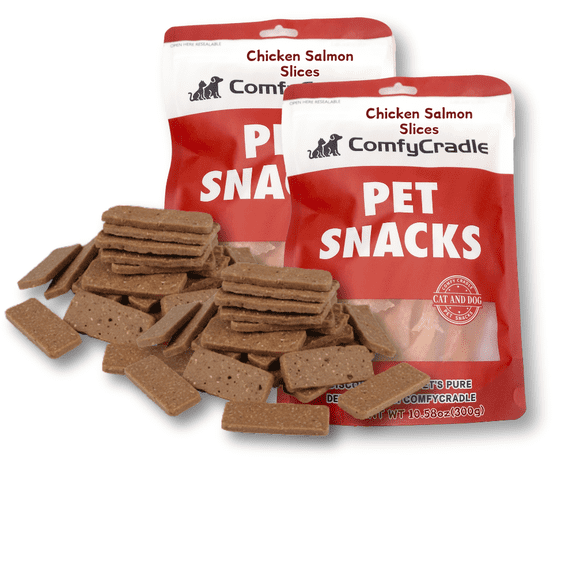 Tender Touch Surf & Turf Jerky with Real Chicken and Salmon, All-Natural Dog Treats for All Breeds, Soft & Chewy Slices, 1.32 Pound