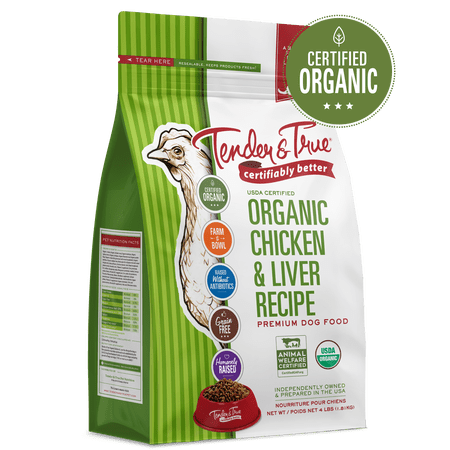 Tender & True Chicken & Liver Flavor Dry Dog Food, Grain-Free, 4 lb. Bag Pack Of 6