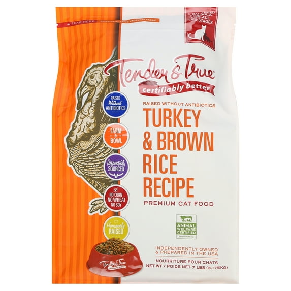 Tender & True Turkey & Brown Rice Recipe Dry Cat Food, 7 lb bag
