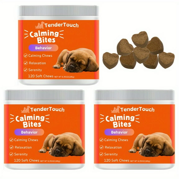 TenderTouch Calming for Dogs - Help Natural Dog Anxiety for Everyday Stress & Separation , Soft Calming Chews for Dogs Helps Aid with Stress, Thunder, Fireworks, Chewing, Barking