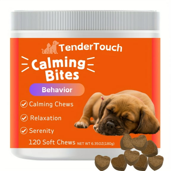 TenderTouch Calming for Dogs - Help Natural Dog Anxiety for Everyday Stress & Separation , Soft Calming Chews for Dogs Helps Aid with Stress, Thunder, Fireworks, Chewing, Barking