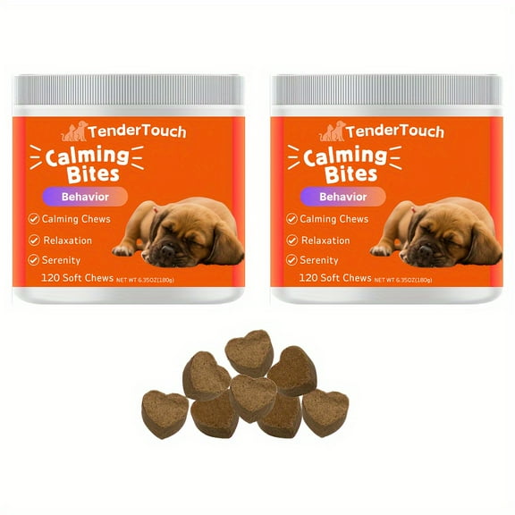 TenderTouch Calming for Dogs - Help Natural Dog Anxiety for Everyday Stress & Separation , Soft Calming Chews for Dogs Helps Aid with Stress, Thunder, Fireworks, Chewing, Barking
