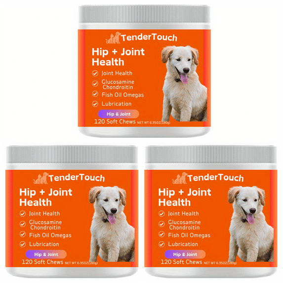 TenderTouch Hip & Joint Health - Glucosamine for Dogs Soft Chews, Joint Supplement for Dogs with Glucosamine Chondroitin, Vitamins A, C, D3, Advanced Pet Joint Support and Mobility