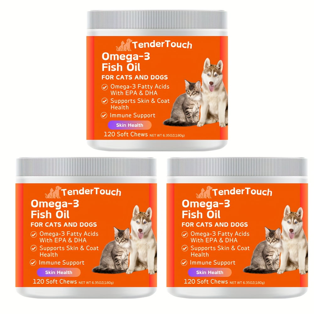 TenderTouch Omega 3 Fish Oil Supplement for Dogs & Cats, Omega 3 Fish Oil for Skin and Coat Health, Immunity, Joint, Brain & Heart, EPA + DHA