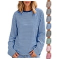 thumbnail image 1 of Tendy Crewneck Loose Fit Striped T-Shirts for Women Long Sleeve Pullover Oversized Casual Basic Everyday T-Shirts, 1 of 7