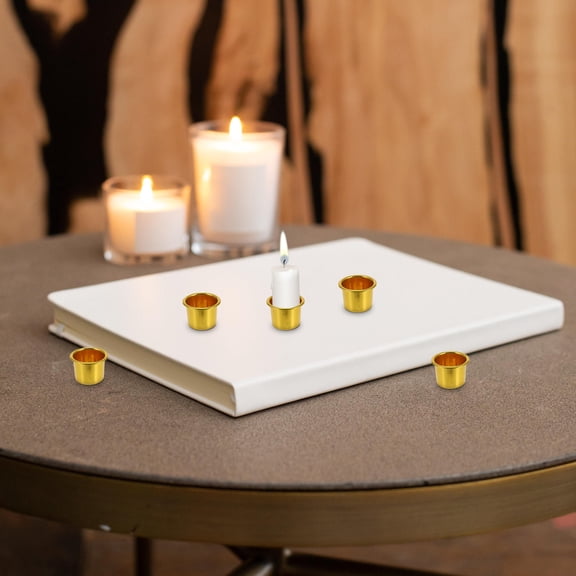 UPKOCH 10 Pcs Aluminum Tealight Candles Holders Gold Candlestick Golden