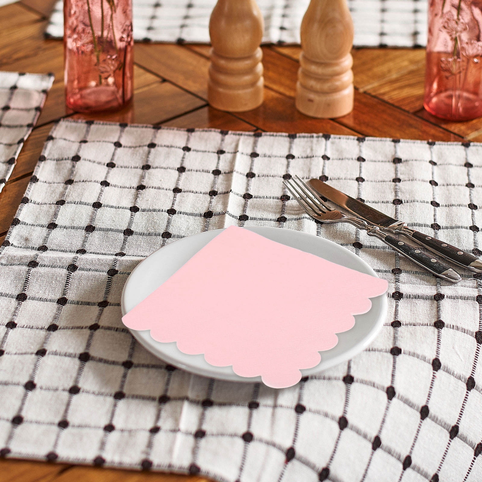 UPKOCH Pink Napkin Wedding Scalloped Design Elegant Women 150 Pcs