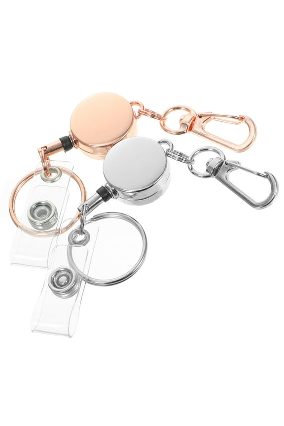 2 Pcs Telescopic Key Chain Metal Keychain Id Card Holder Nurse