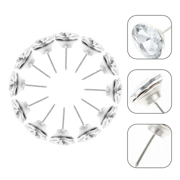 UPKOCH 20 Pcs Sofa Crystal Buckle Nail Gems Furniture Shining Buttons Stud Crystal Buttons for Sofa White 3.40X2.50X2.50CM