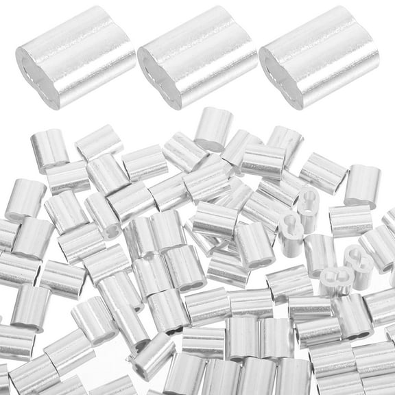 UPKOCH Steel Cable Aluminum Crimp Silver General Users Clothes Lines 200Pcs 1.00X0.80X0.30CM