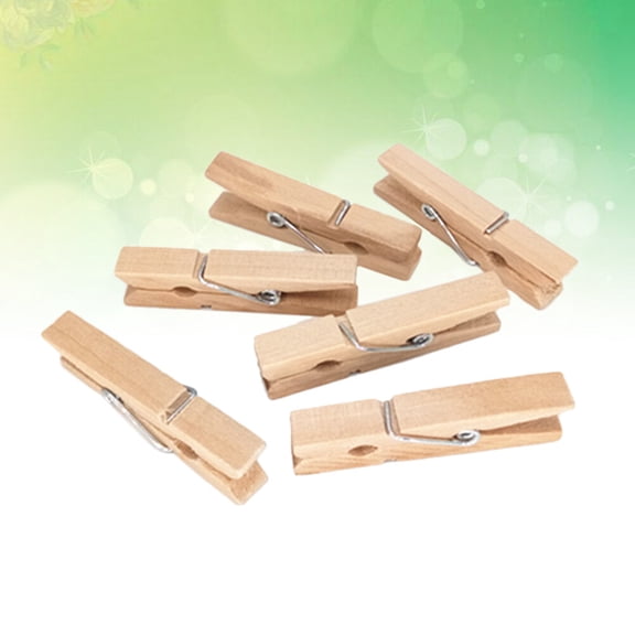 UPKOCH 30 Pcs Pins Paper Clips Mini Clothespins for Photos Wall Wooden