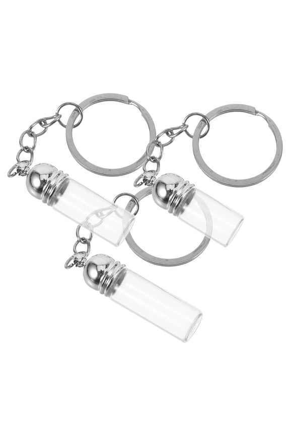 3Pcs Tiny Glass Jars Miniature Wishing Bottles Decorative Glass Bottles Charms Perfume Bottle Keychains