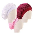 thumbnail image 1 of UPKOCH 3pcs Satin Bonnet Comfortable Breathable Wide Brim Elastic for Kids Children (White Pink Wine Red), 1 of 8