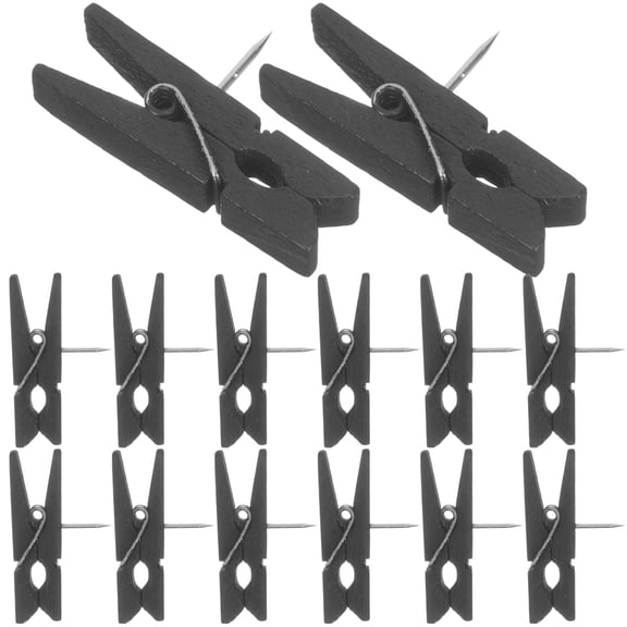 UPKOCH 50 Pieces Black Push Pins with Clips for Home Use Made of Synthetic Material
