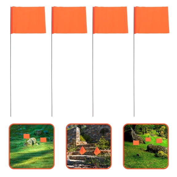 UPKOCH 50pcs Orange PVC Lawn Flags for Decoration Durable Marking Flags with Steel Wire Poles