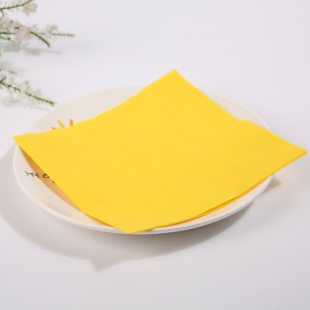 UPKOCH Bright Yellow Design Napkins For Birthday 80Pcs 6.5x6.5in