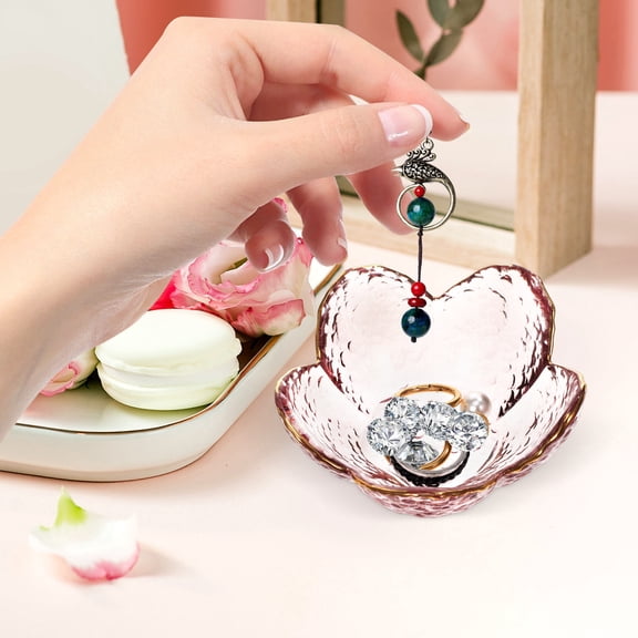 Tendycoco Cherry Blossom Glass Tray with Elegant Design for Storage Use Multi Color 3 5 Inch