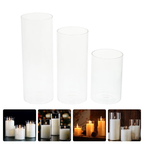 UPKOCH Clear Glass Votive Candle Holders Cylinder Tealight Cups for Romantic Dinners and Home Decoration