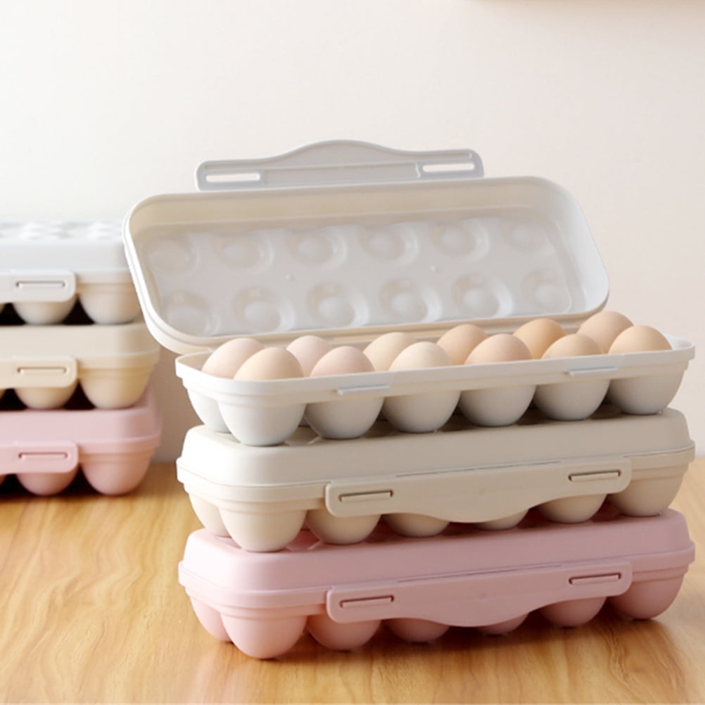 UPKOCH Egg Storage Box for Family Solution Organizer with Cover 30.00X15.00X6.50CM Pink