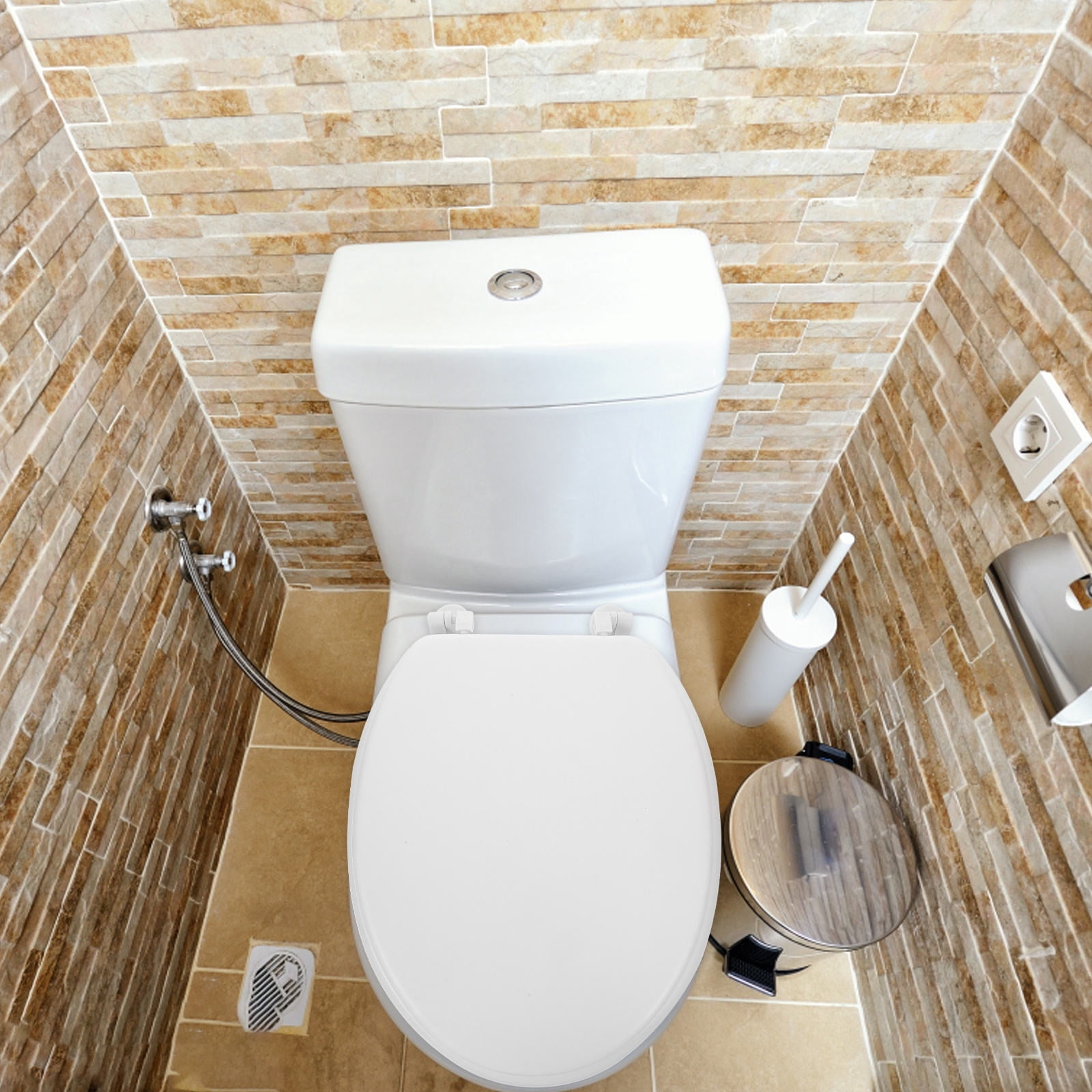 UPKOCH Glacier Bay Toilet Seat Round Toilet Seats Thicken Toilet Lid White 43.00X34.50X4.00CM