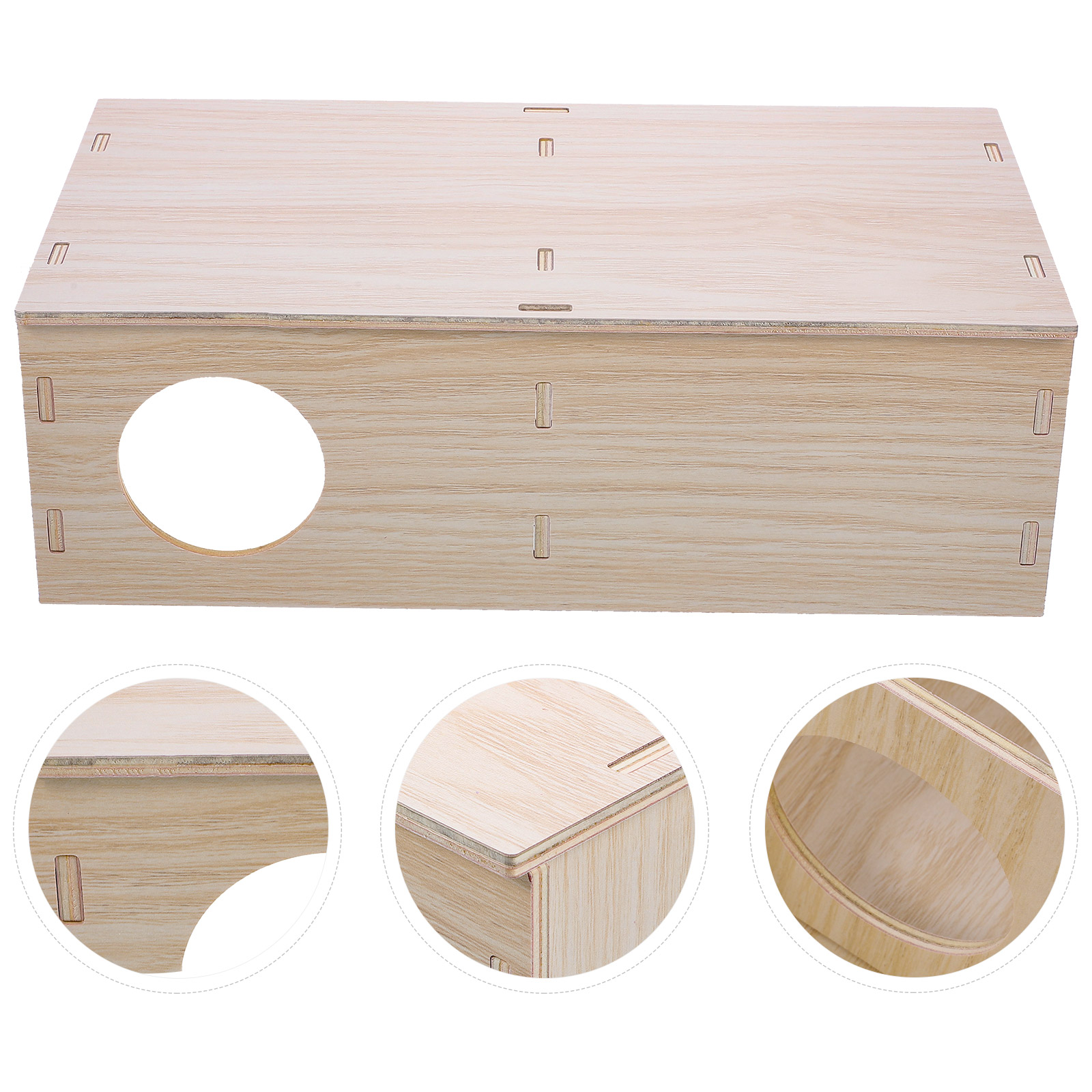 UPKOCH 1 Set Beige Wooden Multi Chamber Hut Guinea Pig Hideout House for Indoor Pet Use