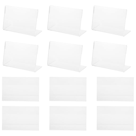 UPKOCH Price Tag Stands Transparent Display Holder Label Signage 9.00X6.00X3.00CM Acrylic Office