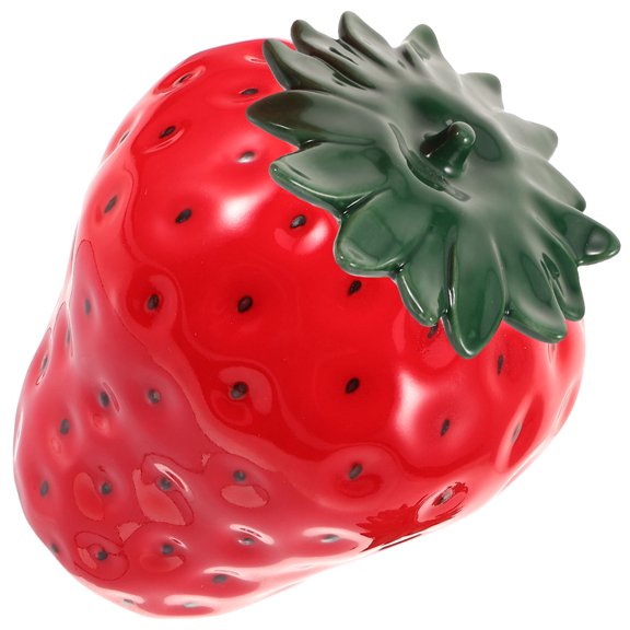 UPKOCH Ceramic Food Storage Jar Red Strawberry Shape For Desktop Adornment 1Pack 4.53X3.94X3.94In
