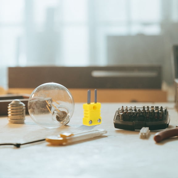 UPKOCH Thermocouple Plug Temperature Measurement Small 3.20X1.60X0.70CM Yellow Plastic