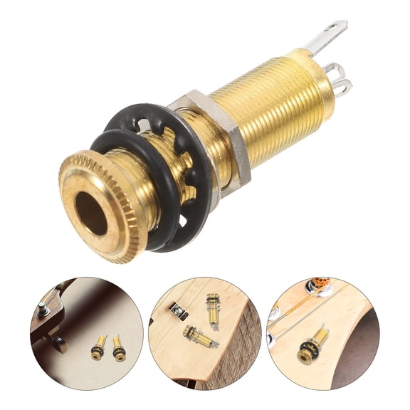 UPKOCH Threaded Cylinder Output Jack Flush Mount Stereo Mono Jack Plug Sockets 1/4 Inch 6.35mm Acoustic Electric Guitar Bass