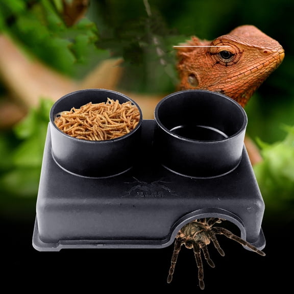 UPKOCH Water Bowl Reptile Feeding and Watering Tray Feeder for Reptiles Animal Leopard Print Black