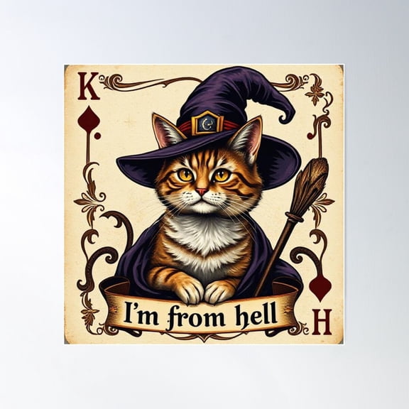 Tenebris Modus,Veneficus Cattus Poster Wall Art, Modern Wall Decor For Living Room Bedroom, 16X16 UNFRAMED