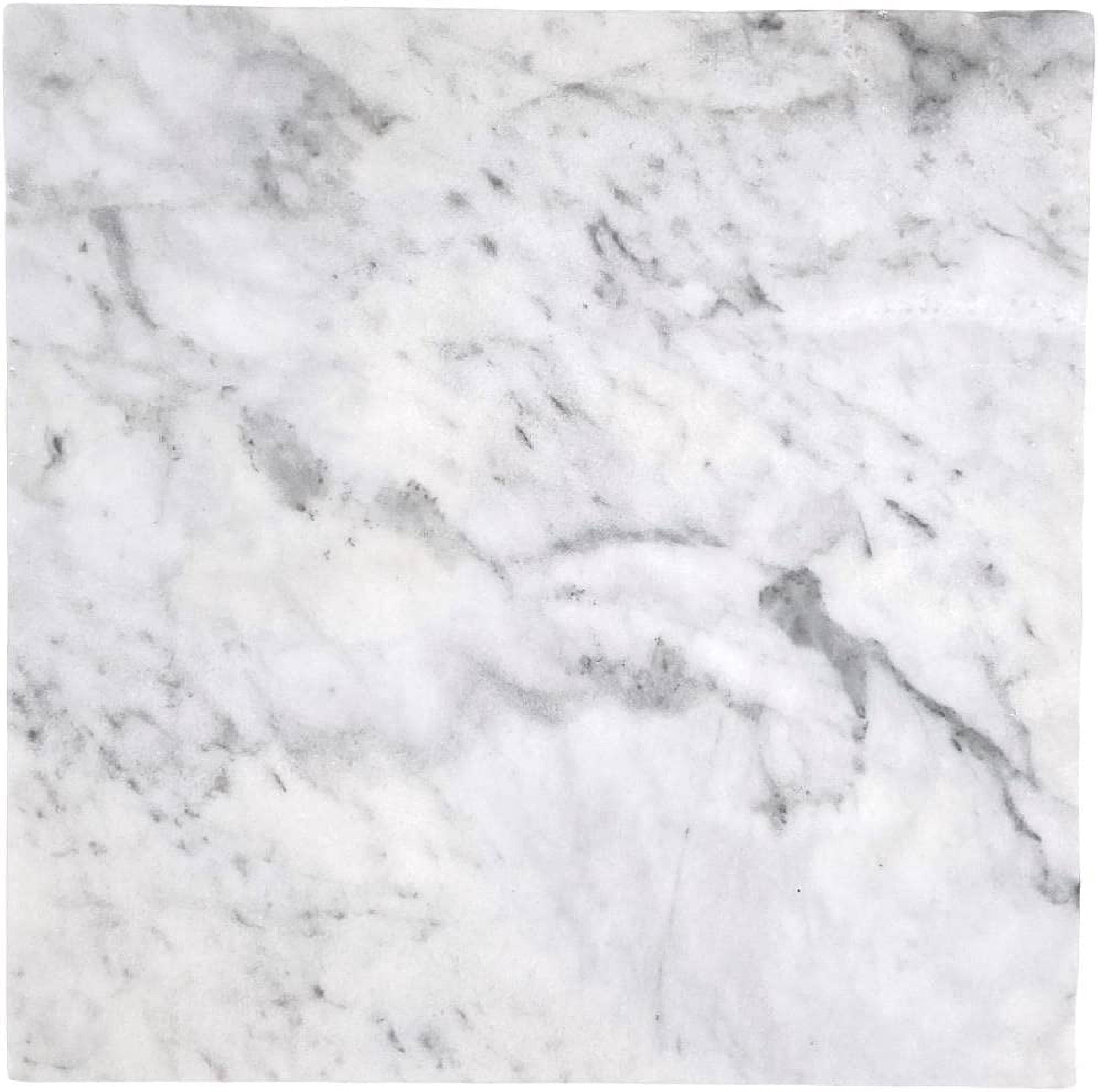 Tenedos Bianco Carrara 12x12 Polished Marble Tile, Italian White Carrera Stone for Bathroom Wall, Shower, Kitchen Backsplash, and Floor Use (1 Piece)