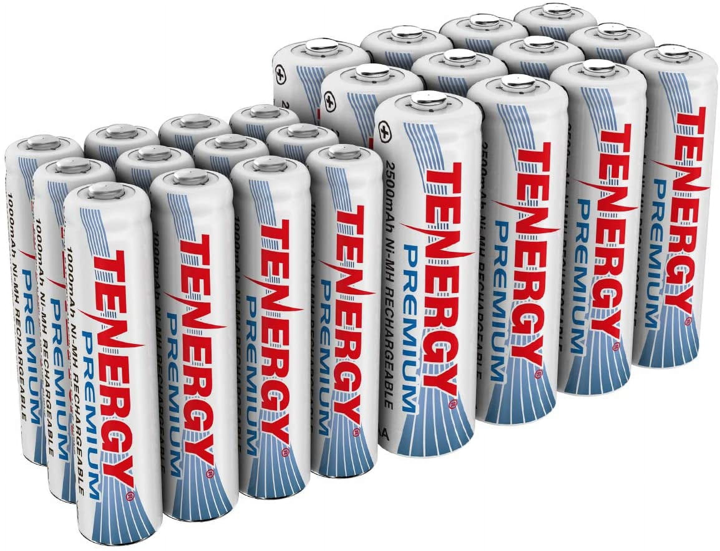 Tenergy 24 Pack Tenergy Premium NiMH Rechargeable Batteries, (12AA/12AAA)