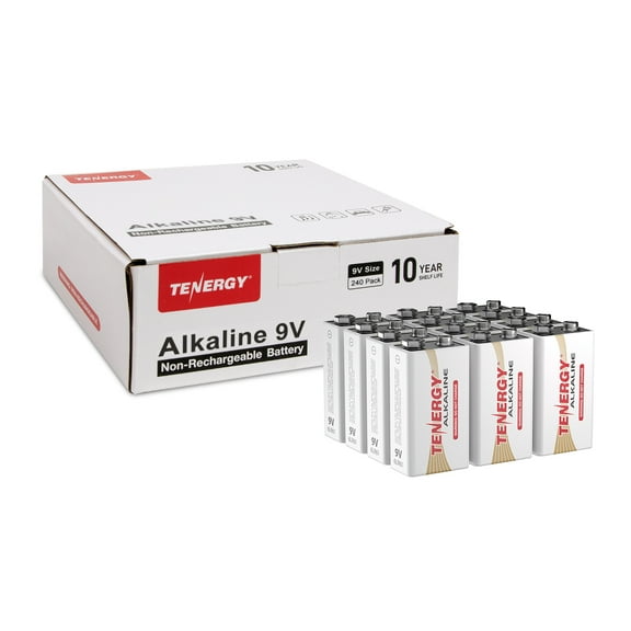 Tenergy 9V Size (6LR61) 240pcs Alkaline Batteries