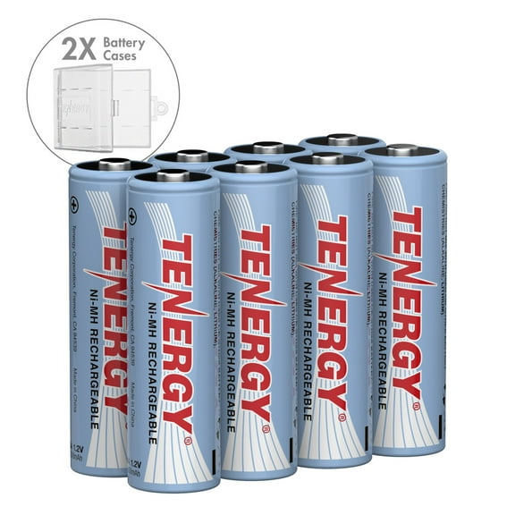 Tenergy AA Rechargeable Batteries, 1.2V 2500mAh NiMH Battery, 8 Pack