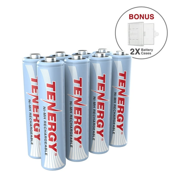 Tenergy AAA Rechargeable Batteries, 1.2V 1000mAh NiMH Battery, 8 Pack