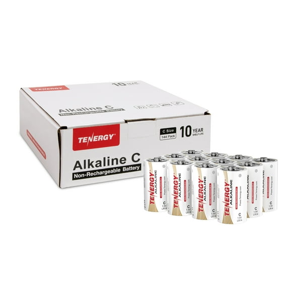 Tenergy C Size Batteries, 1.5V (LR14) Alkaline C Batteries, 144 Pack