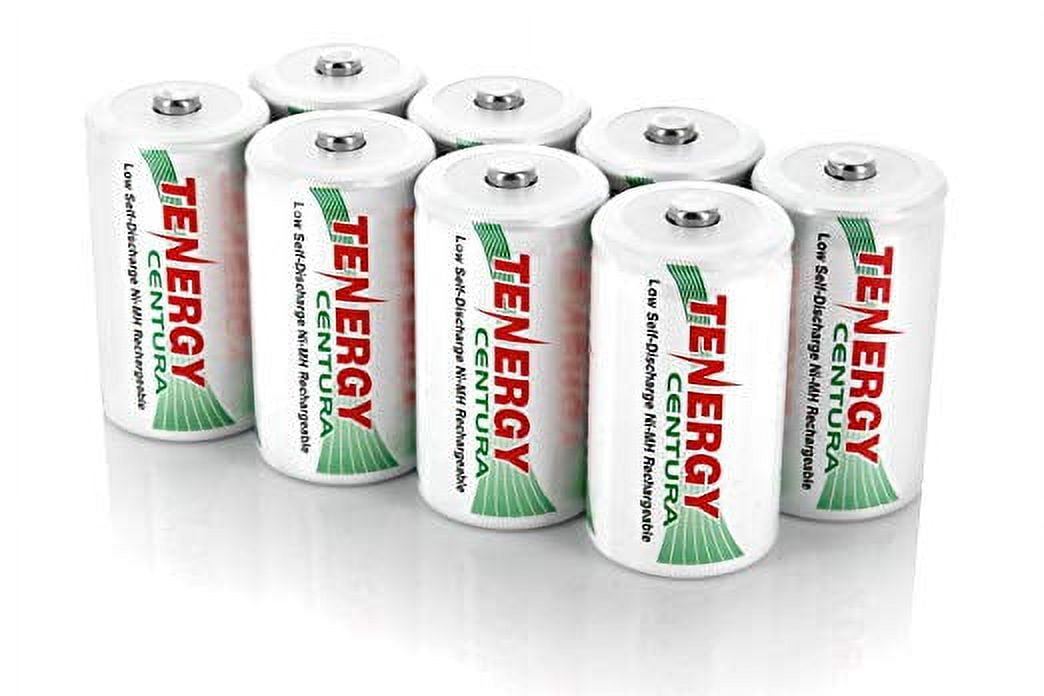 Tenergy Centura D 8000mAh NiMH Rechargeable Batteries, 2pk - Tenergy