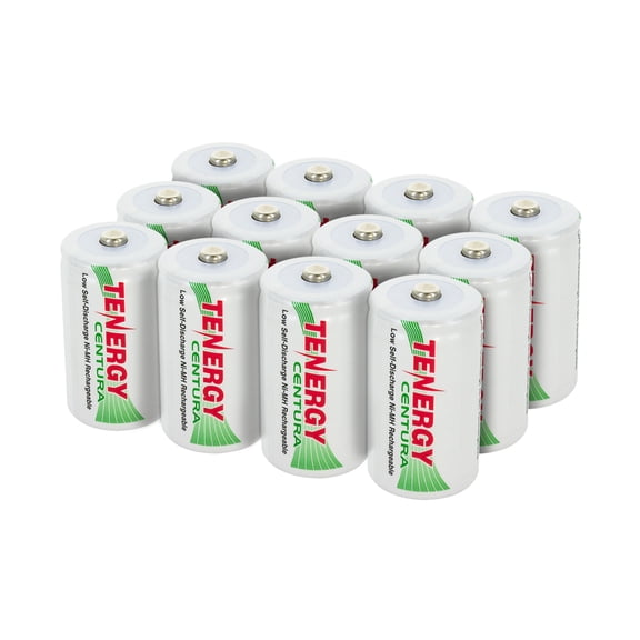 Tenergy Centura D Size 8000mAh Low Self-Discharge (LSD) NiMH Rechargeable Batteries, 6 Cards 12-Pack