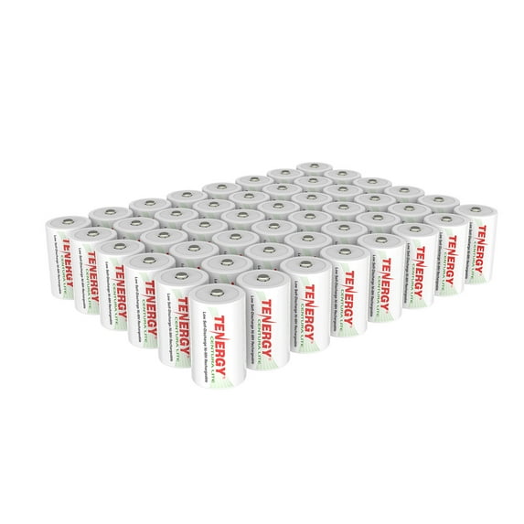 Tenergy Centura Lite D Size Batteries, 1.2V 3000mAh NiMH D Rechargeable Batteries, 48 Pack