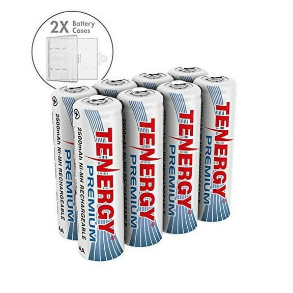 Tenergy Premium AA Rechargeable Batteries, 1.2V NiMH Batteries, 8 Pack