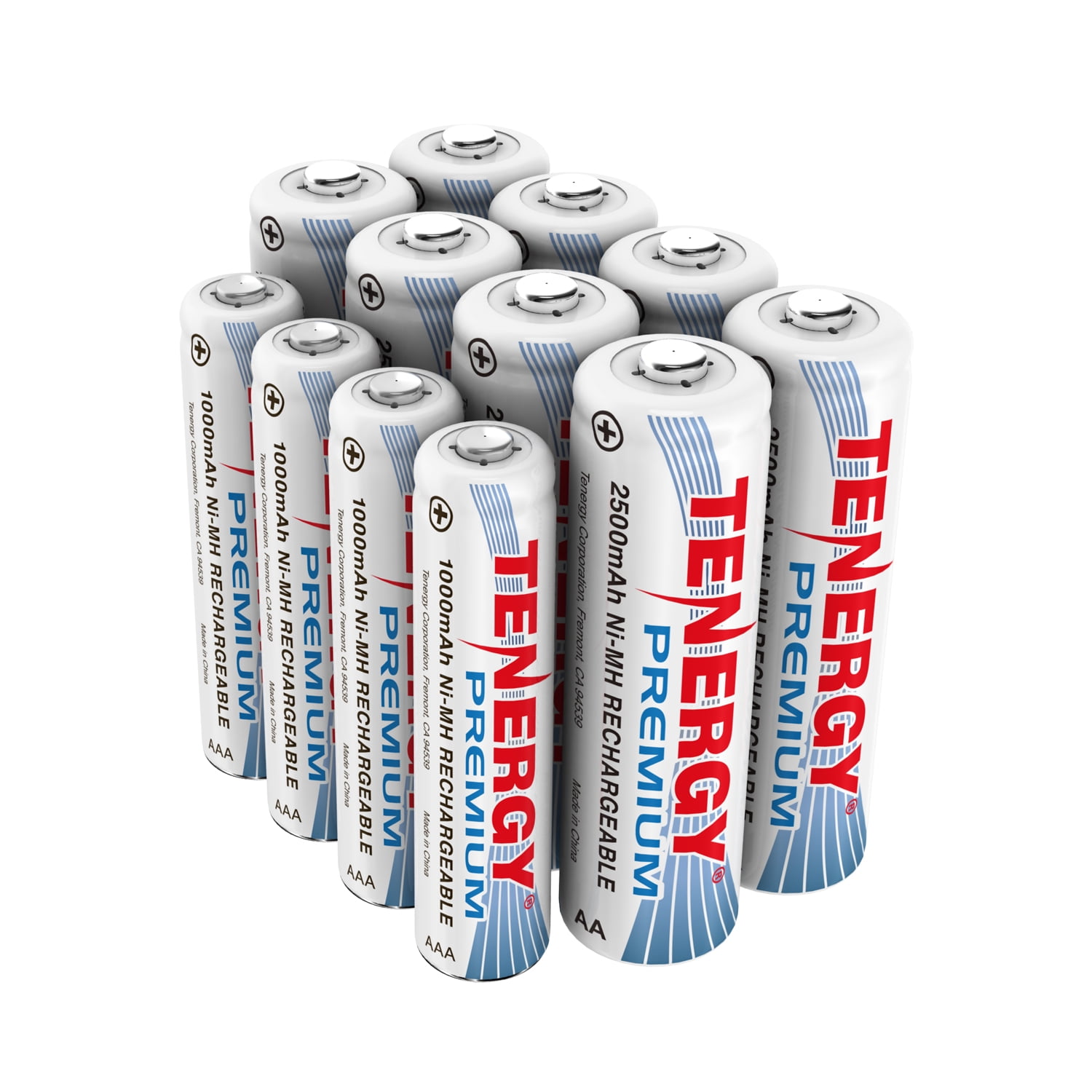 Tenergy Premium AA and AAA NiMH Rechargeable Batteries, 8 Pack of High