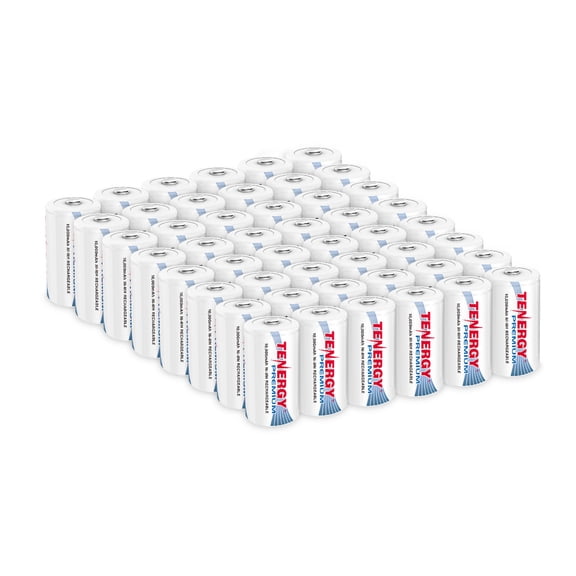 Tenergy Premium D Size Batteries, 1.2V 10,000mAh NiMH Rechargeable Battery, 48 Pack