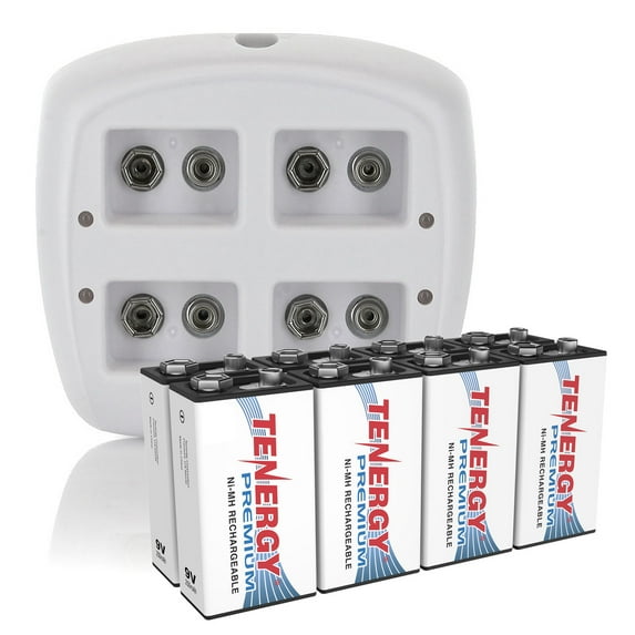 Tenergy TN136 9V Smart Charger And 8 Pack Premium 9V Rechargeable Batteries