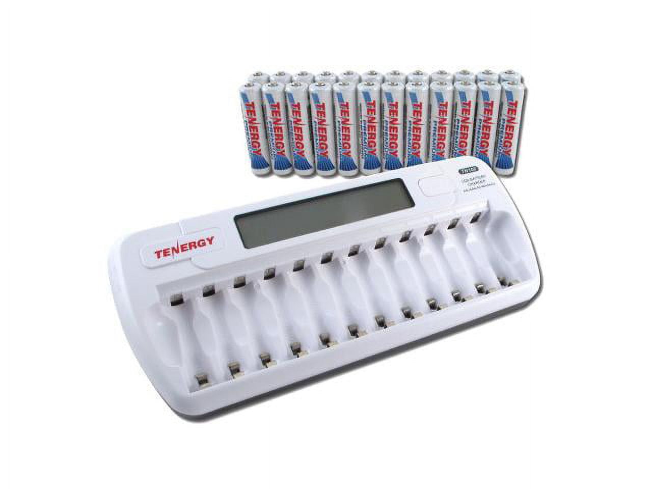 Tenergy TN160 12Bay AA/AAA NiMH/NiCD LCD Smart Charger + 24 pcs