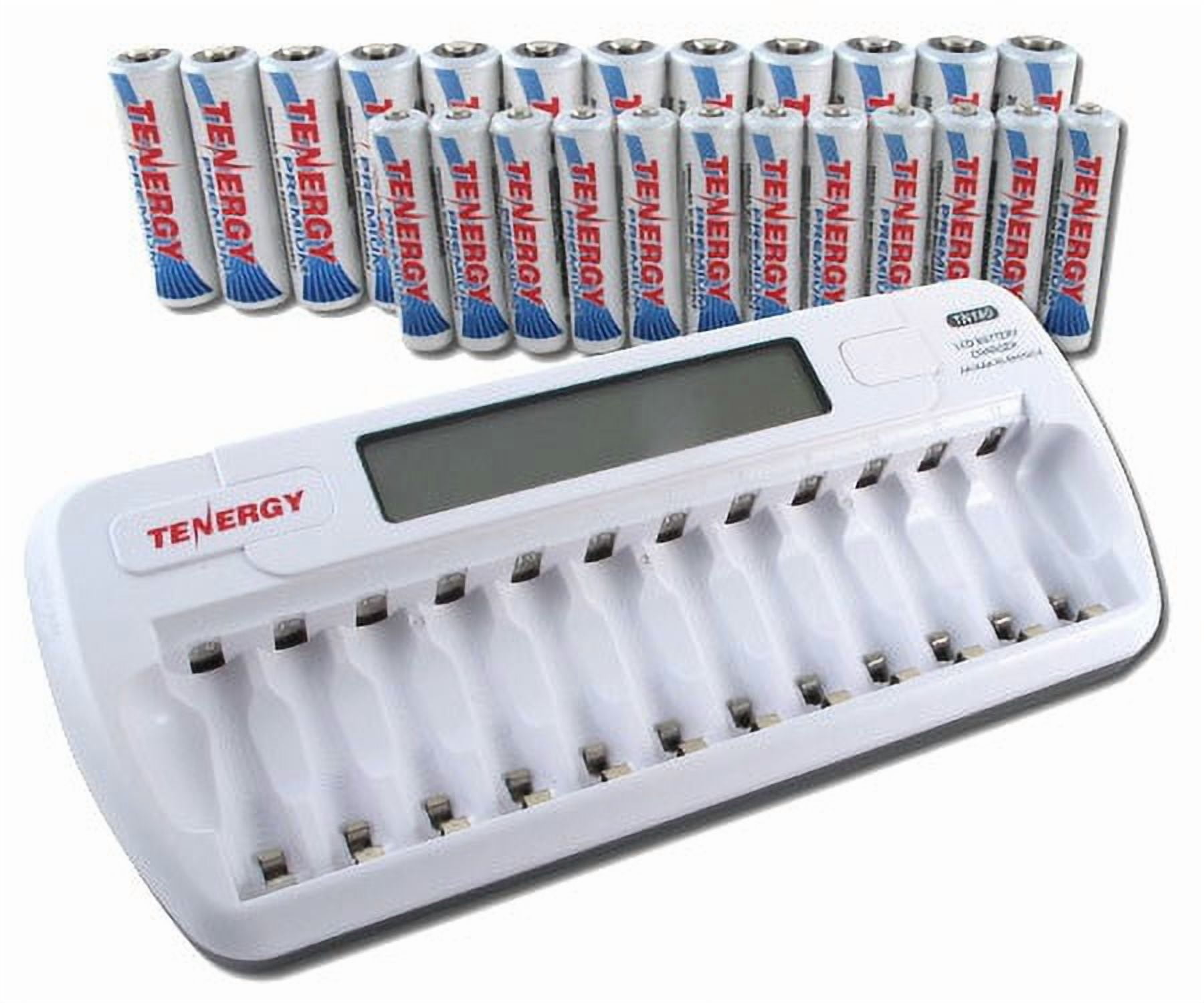 Tenergy TN160 12-Bay Charger And 12 Pack AA And 12 Pack AAA Premium Rechargeable Batteries
