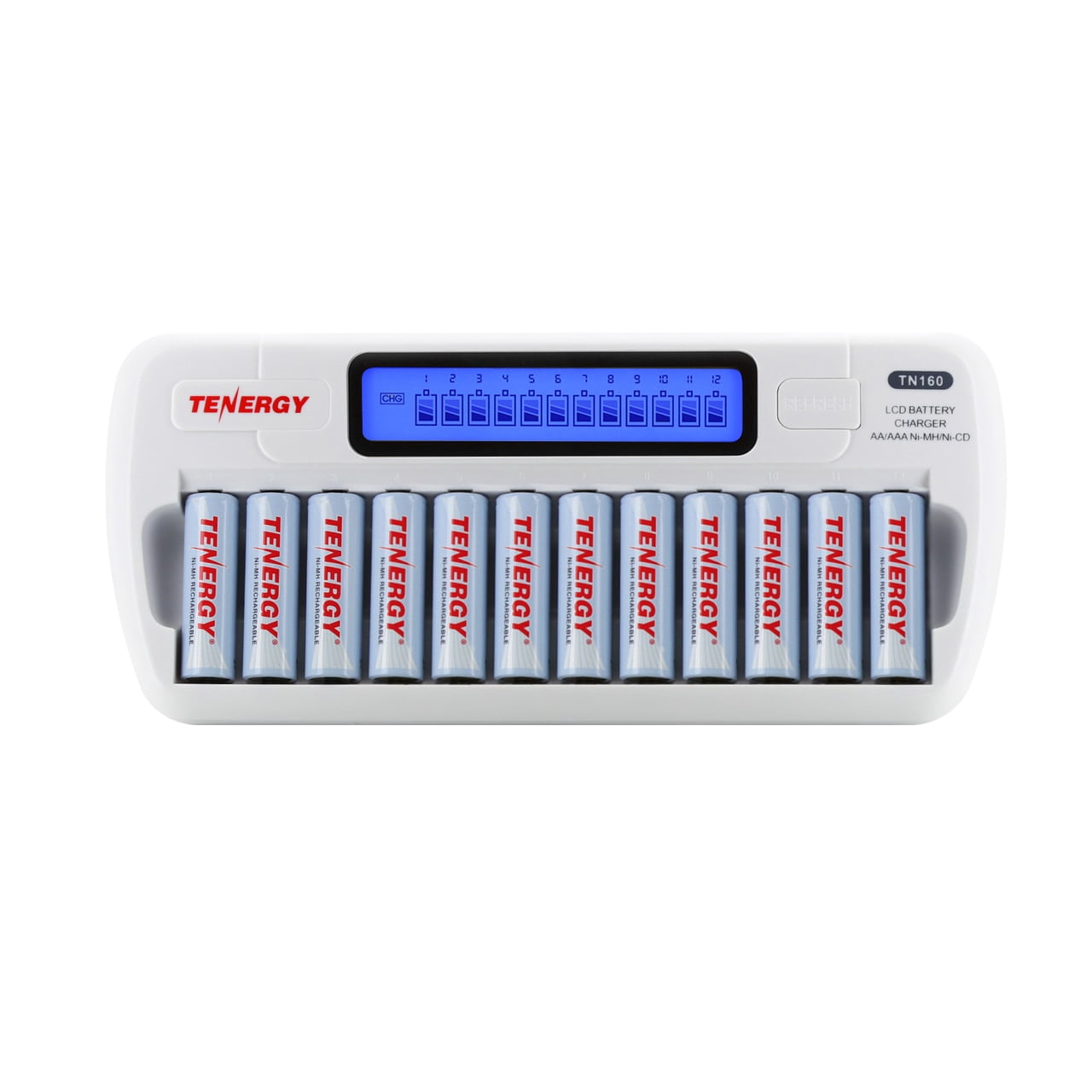 Tenergy TN160 Charger And 12 Pack Tenergy AA Rechargeable Batteries