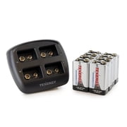 Tenergy TN294 9V Li-ion Battery Charger And 8 Pack 9V Li-ion Rechargeable Battery